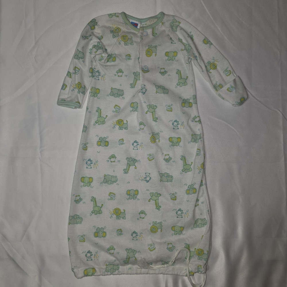Vintage Carter's Baby Gown Layette Safari Animals Elephant Giraffe Newborn...‎